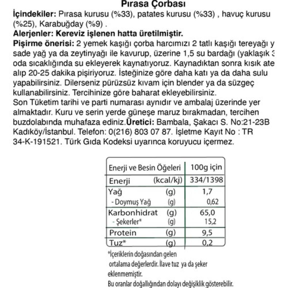 Bambala 4'lü Çorba Paketi (brokoli, kereviz, bezelye ve pırasa çorbası)