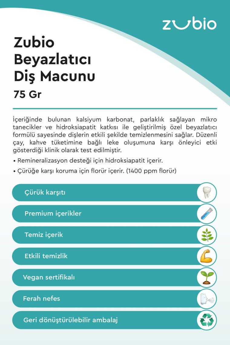 Beyazlatıcı Diş Macunu, 75 Gr
