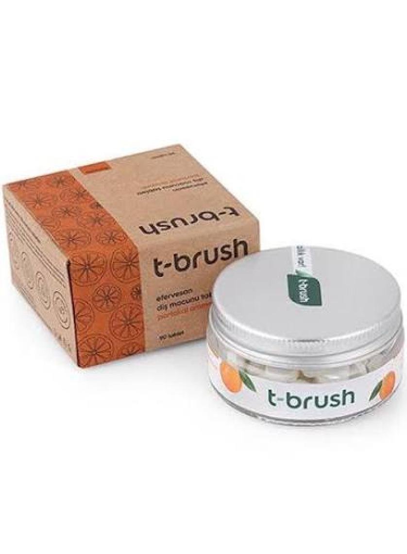 T-Brush Portakallı  Doğal Diş Macunu Tableti - Florürsüz - Glutensiz - Vegan - 90 Tablet