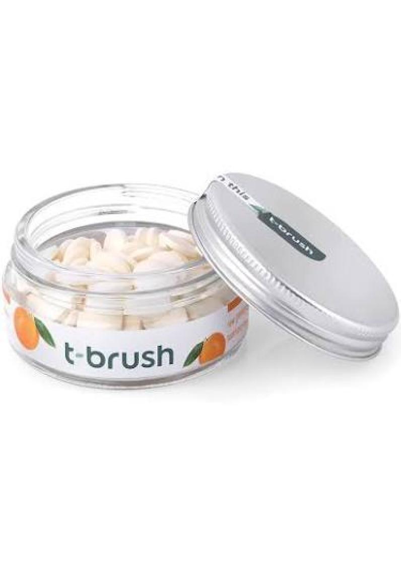 T-Brush Portakallı  Doğal Diş Macunu Tableti - Florürsüz - Glutensiz - Vegan - 90 Tablet