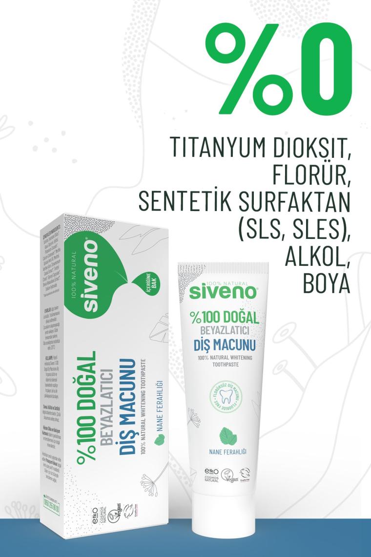 %100 Doğal Diş Macunu Beyazlatıcı Nane Ferahlığı Florürsüz 65 Gr