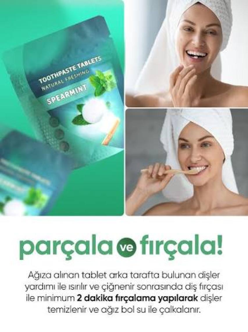 T-Brush Smokers Nane Aromalı Diş Macunu Tableti - 60 Tablet