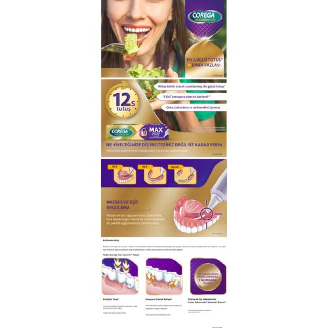 Corega Maksimum Kontrol Yapışıtırıcı Krem 40 gr x 3 Adet