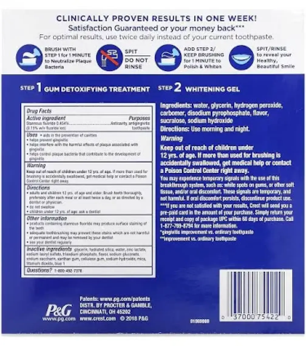 Crest Gum Detoxıfy Pro Health Whıtenıng 2-Step Diş Beyazlatma Seti 113GR 65GR