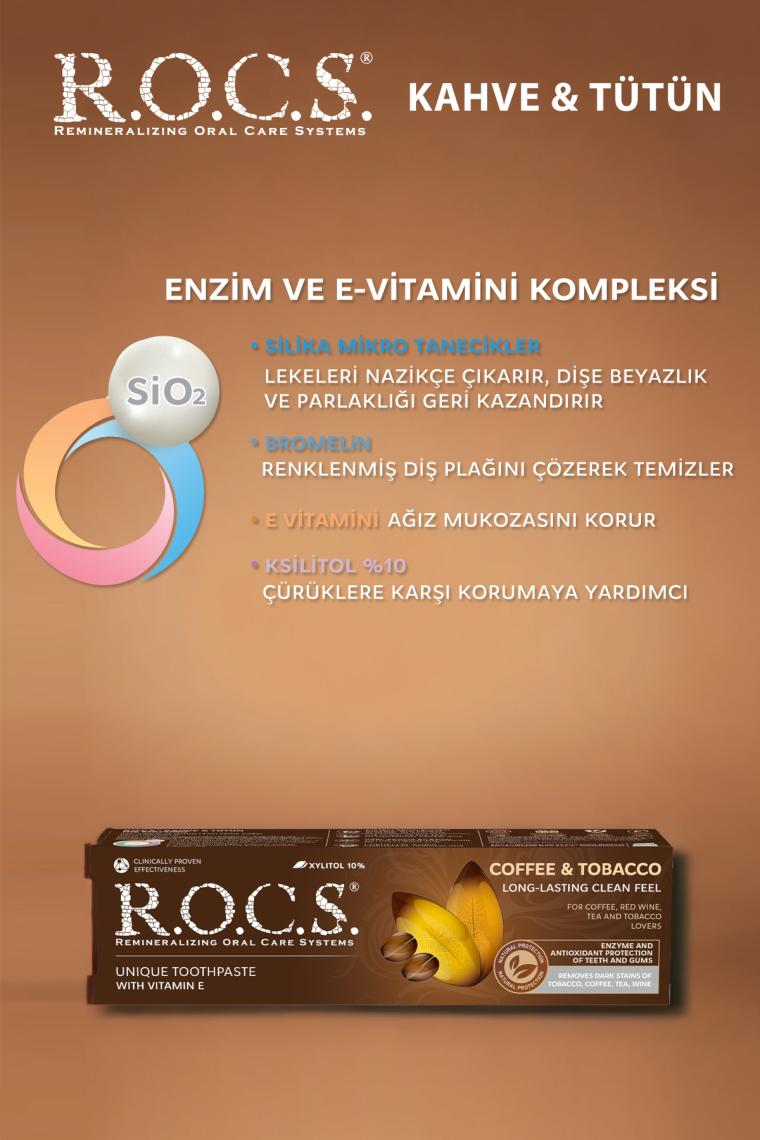 R.O.C.S. Coffee-Tobacco Kahve Tütün Lekelere Karşı 60 ml Diş Macunu