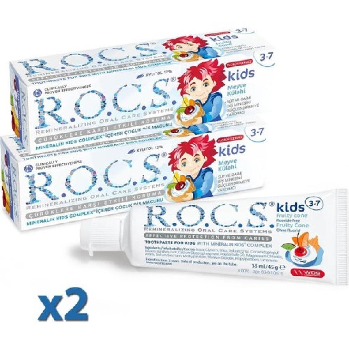 R.O.C.S. Kids 3-7 Yaş Meyveli Çocuk Diş Macunu (Meyve Külahı) 35ML. (2 Adet)