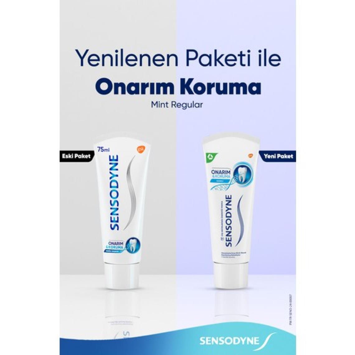 Sensodyne Onarım ve Koruma 75 ml Diş Macunu x 2 Adet + Diş Eti Bakımı Fırça