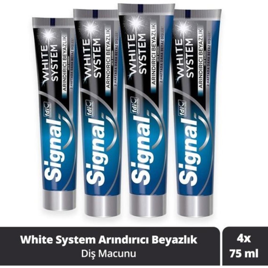 Signal White System Diş Macunu Arındırıcı Beyazlık Aktif Karbon 75 ml x 4 Adet