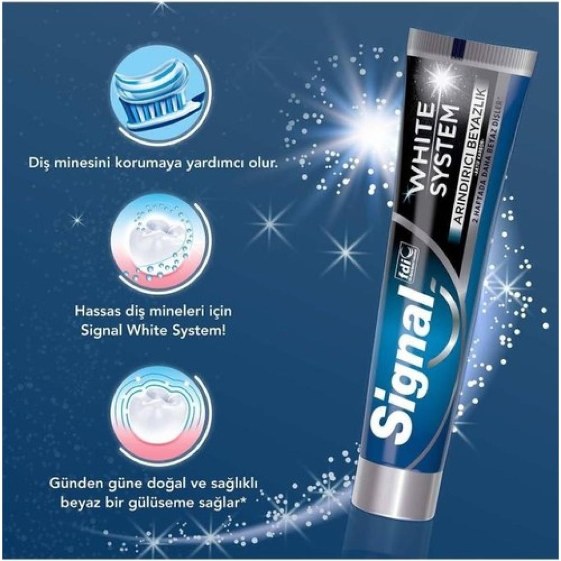 Signal White System Diş Macunu Arındırıcı Beyazlık Aktif Karbon 75 ml x 4 Adet