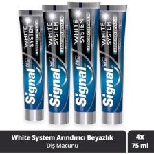 Signal White System Diş Macunu Arındırıcı Beyazlık Aktif Karbon 75 ml x 4 Adet