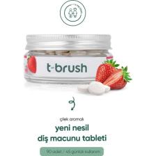T-Brush Çilekli Çocuk Doğal Diş Macunu Tableti - Florürsüz - Glutensiz - Vegan - 90 Tablet
