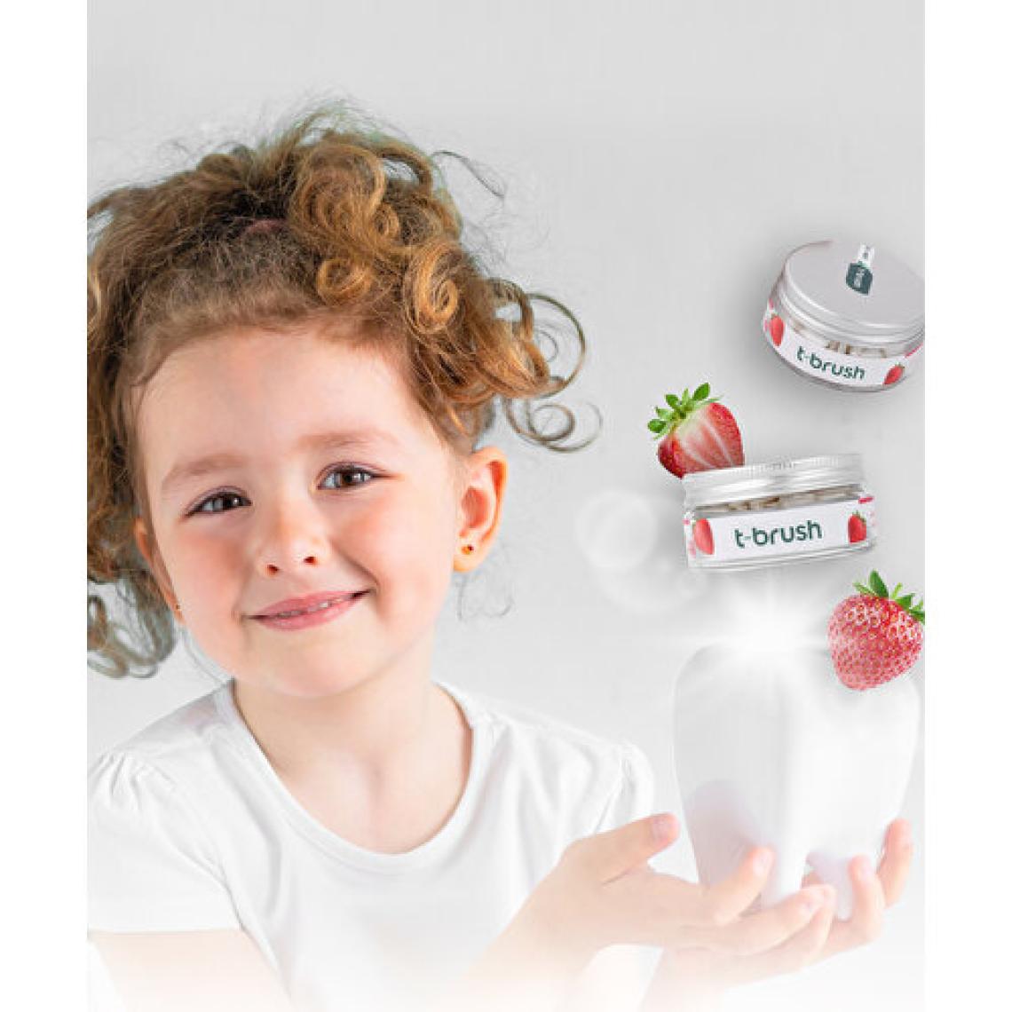 T-Brush Çilekli Çocuk Doğal Diş Macunu Tableti - Florürsüz - Glutensiz - Vegan - 90 Tablet