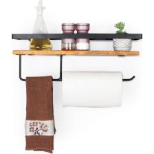 Mavienerji Dekoratif Ahşap ve Metal Baharatlık Çok Amaçlı Mutfak Banyo Rafı