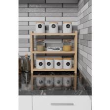Furnature Design Tezgah Üstü Çok Amaçlı Baharatlık 3 Raflı Mutfak Rafı 40X10 cm Atlantik Çam