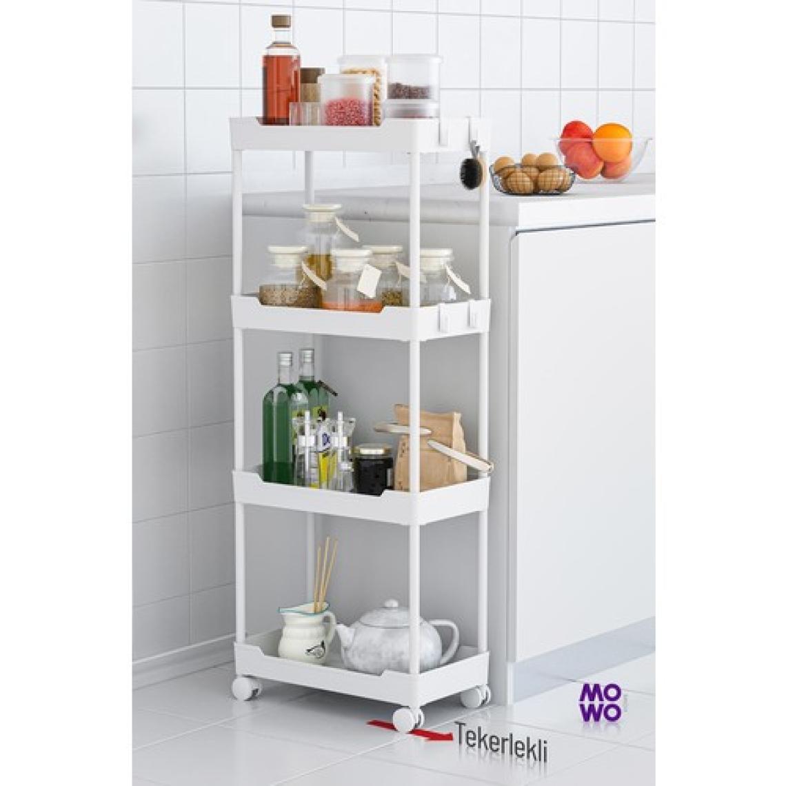 Mowo Home Mowo 4 Katlı Tekerlekli Mutfak Rafı, Banyo Rafı, Kitaplık, Düzenleyici Açık Dolap