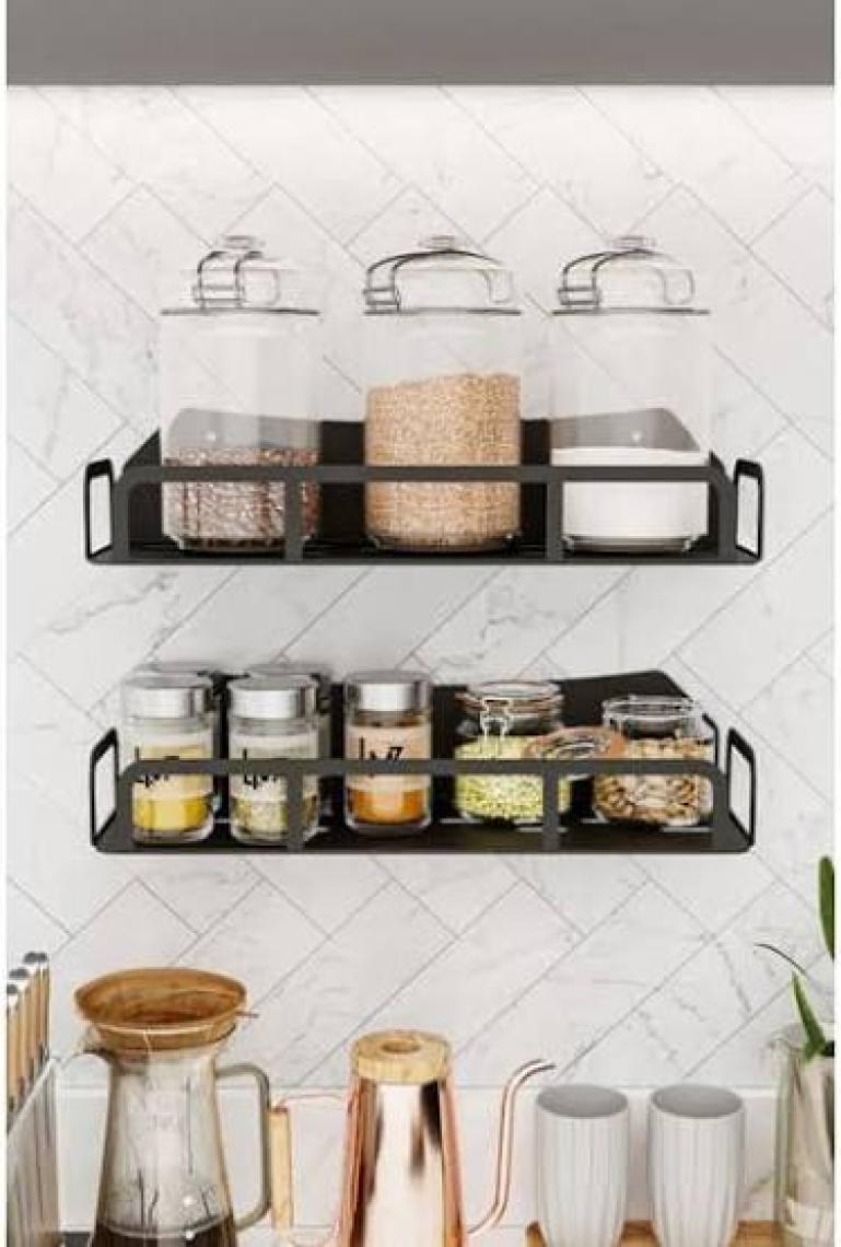 Lamizon Mutfak Kiler Baharatlık Rafı Kupa Bardak Kavanoz Düzenleyici Baharat Takımı Organizer (2'li Set)
