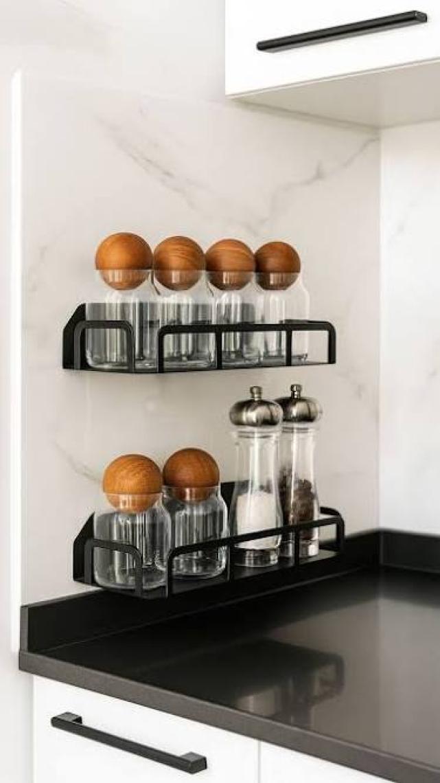 Lamizon Mutfak Kiler Baharatlık Rafı Kupa Bardak Kavanoz Düzenleyici Baharat Takımı Organizer (2'li Set)