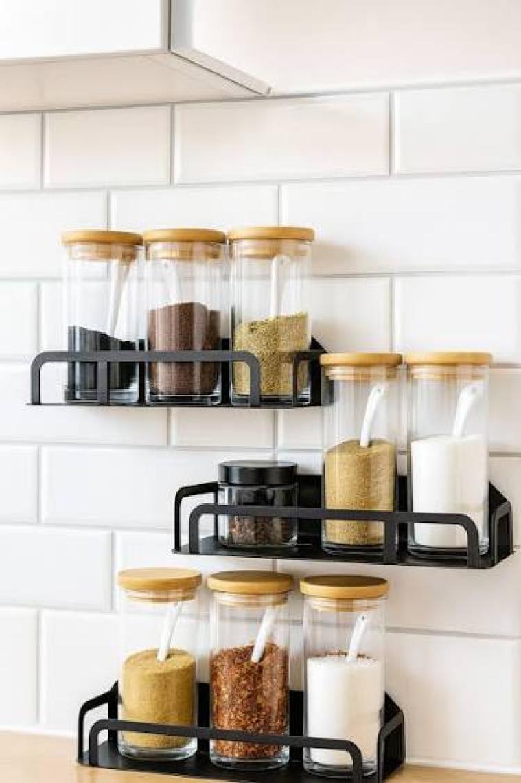 Lamizon Mutfak Kiler Baharatlık Rafı Kupa Bardak Kavanoz Düzenleyici Baharat Takımı Organizer (2'li Set)