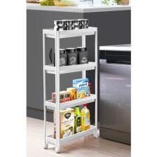 Ahir Ticaret Omaş Slim Yeni Tekerlekli 4 Katlı Banyo Rafı-Mutfak Raf Servis Sehpası Organizer