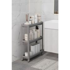Mithra Life 3 Katlı Tekerlekli Slim Ince Gri Banyo Mutfak Rafı MIT1127
