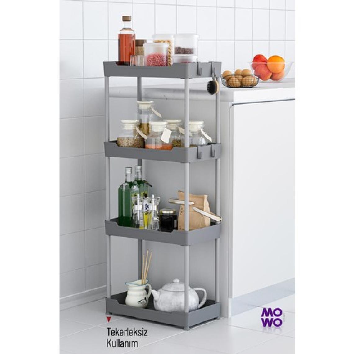 Mowo Home Mowo 4 Katlı Tekerlekli Mutfak Rafı, Banyo Rafı, Kitaplık, Düzenleyici Açık Dolap