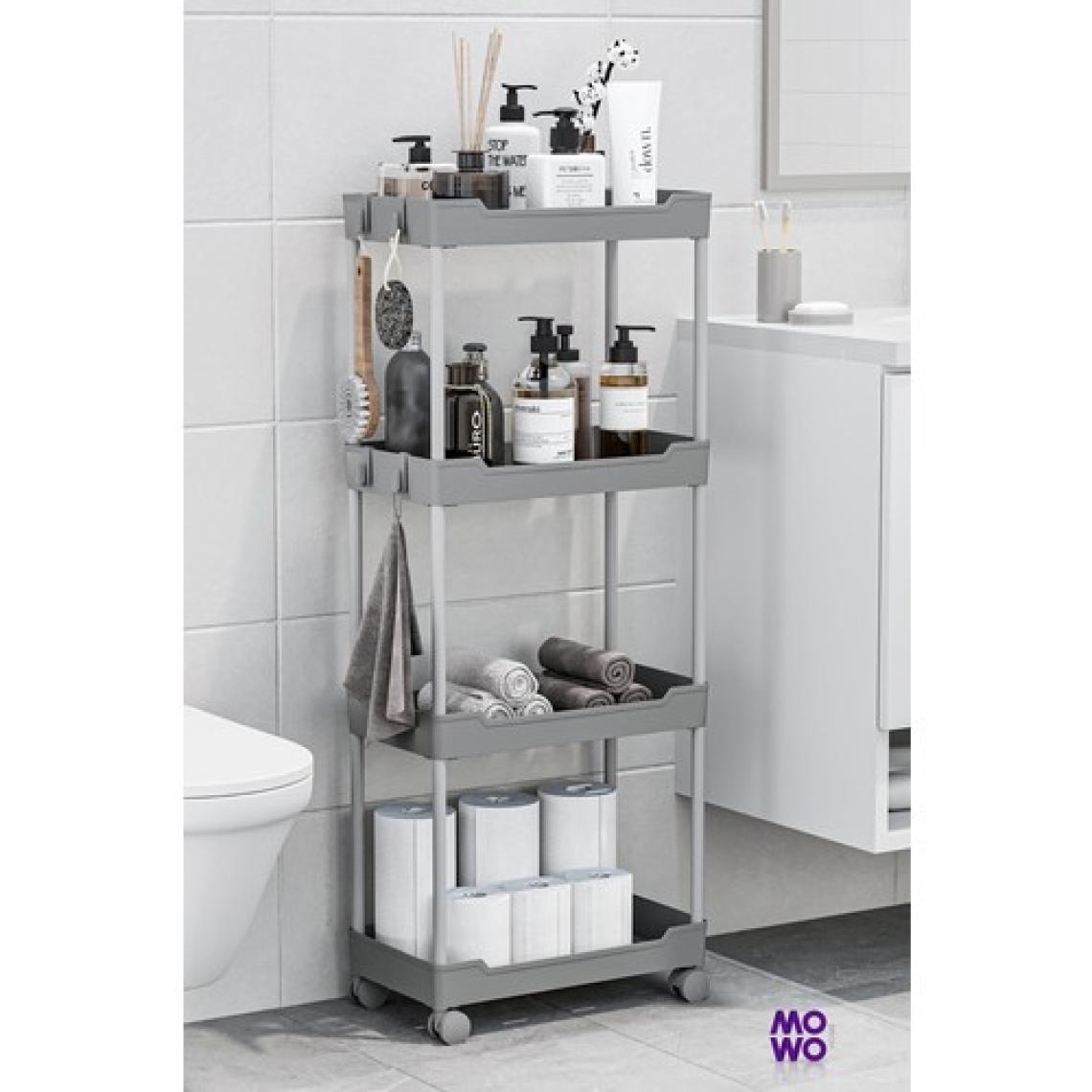 Mowo Home Mowo 4 Katlı Tekerlekli Mutfak Rafı, Banyo Rafı, Kitaplık, Düzenleyici Açık Dolap