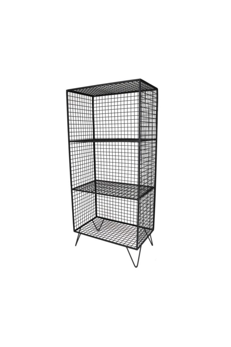 Wess Dizayn Ayaklı Metal Rafı 3 Gözlü Kitaplık Grid Kafes Tel Model Wd-62