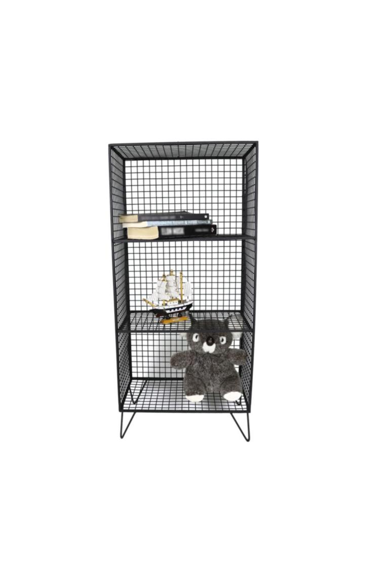 Wess Dizayn Ayaklı Metal Rafı 3 Gözlü Kitaplık Grid Kafes Tel Model Wd-62