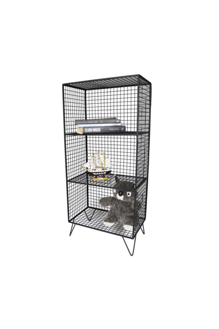 Wess Dizayn Ayaklı Metal Rafı 3 Gözlü Kitaplık Grid Kafes Tel Model Wd-62