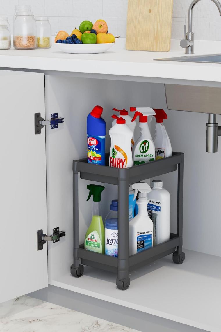 Minihome 2 Katlı Tekerlekli Düzenleyici Raf