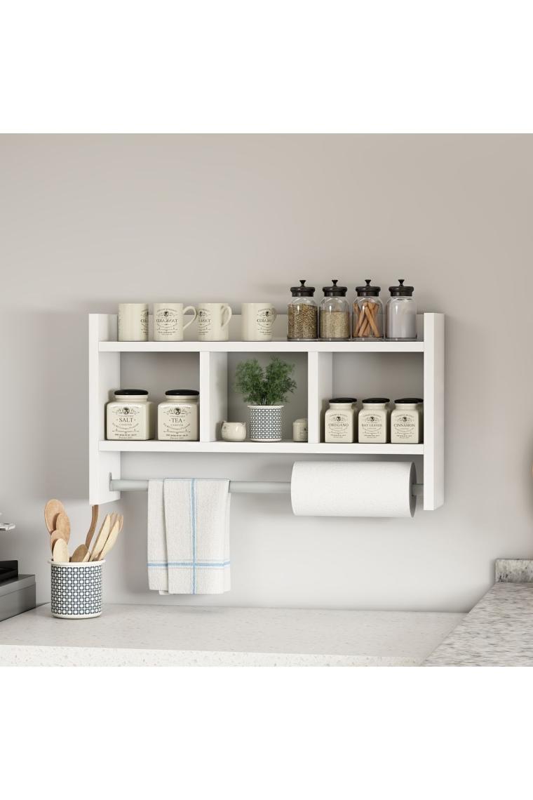 İnarch Dizayn Asya Askılı Duvar Rafı Beyaz