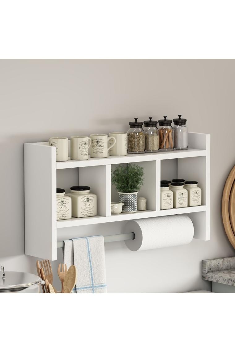 İnarch Dizayn Asya Askılı Duvar Rafı Beyaz