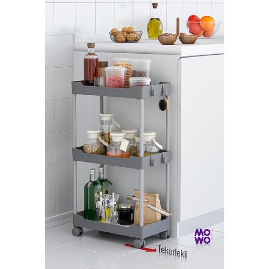 Mowo Home Mowo 3 Katlı Tekerlekli Mutfak Rafı, Banyo Rafı, Kitaplık, Düzenleyici Açık Dolap