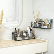Decorelax 2'li Tel Raf Düzenleyici Çiçeklik Siyah Duvar Raf Seti