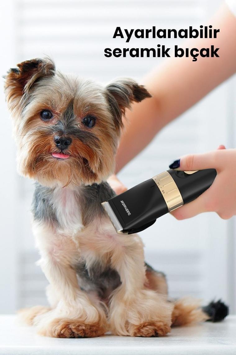 Goldmaster Kırpık 10 In 1 Ayarlanabilir Şarjlı Kedi Köpek Tıraş Makinesi Pet Evcil Hayvan Tüy Kesme Aparatlı