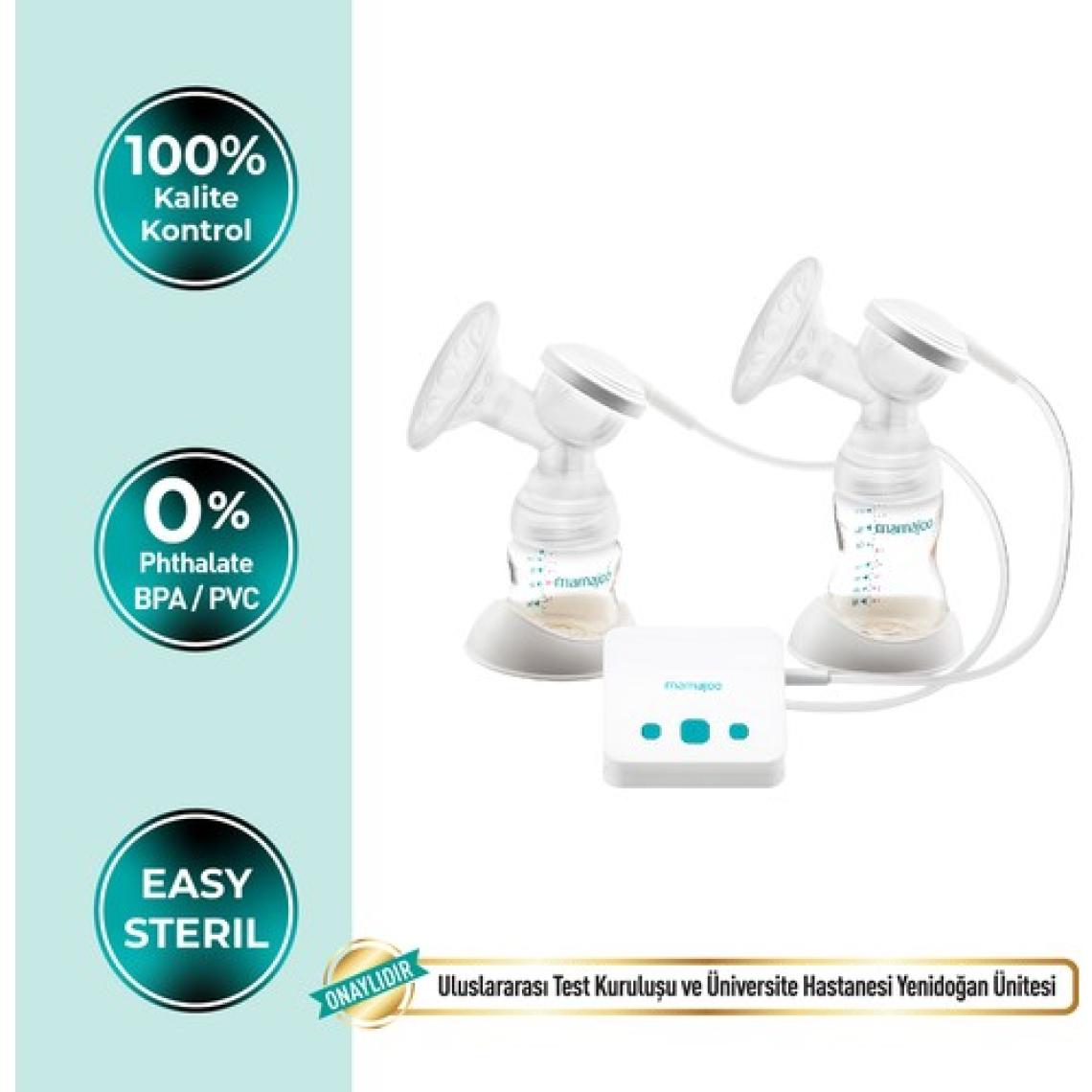 Mamajoo Elektronik Çiftli Göğüs Pompası 250 ml | 20 Kademe Ayarı, USBli, Hafif, Biberon ve Saklama Kabı Uyumlu