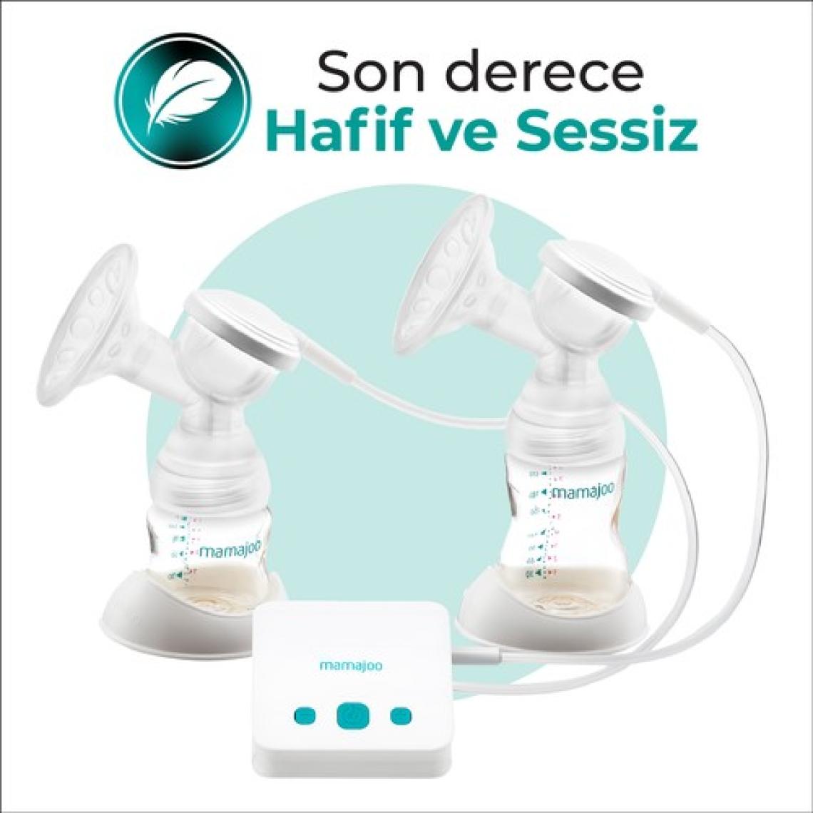 Mamajoo Elektronik Çiftli Göğüs Pompası 250 ml | 20 Kademe Ayarı, USBli, Hafif, Biberon ve Saklama Kabı Uyumlu
