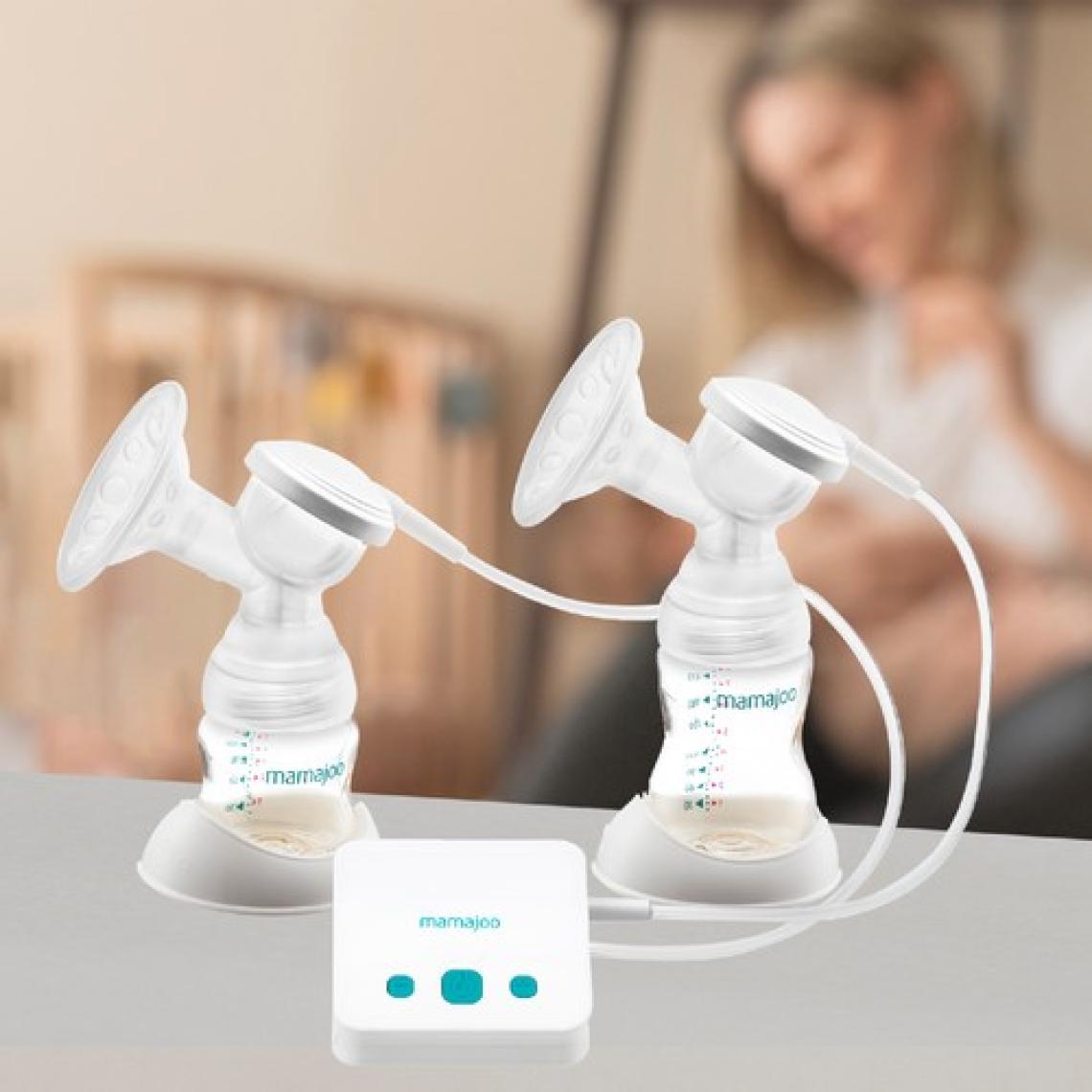 Mamajoo Elektronik Çiftli Göğüs Pompası 250 ml | 20 Kademe Ayarı, USBli, Hafif, Biberon ve Saklama Kabı Uyumlu