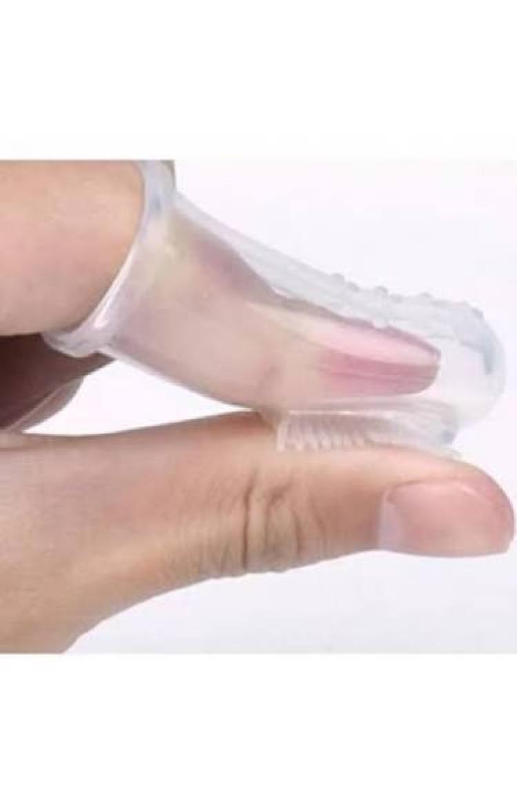 Bambino Bebek Parmak Diş Fırçası ve Kaşıyıcı - Mavi Silikon, BPA İçermeyen Doğal Malzeme, Hassas Diş Etleri İçin İdeal