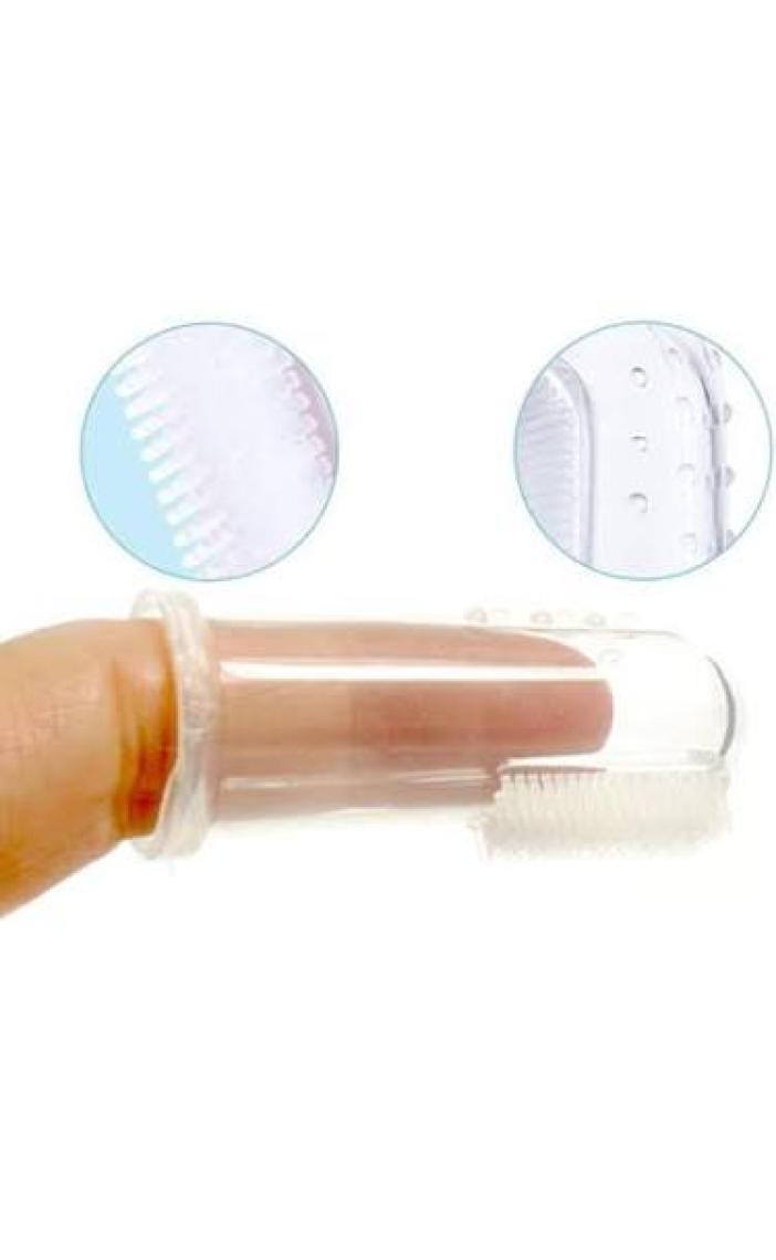 Bambino Bebek Parmak Diş Fırçası ve Kaşıyıcı - Mavi Silikon, BPA İçermeyen Doğal Malzeme, Hassas Diş Etleri İçin İdeal