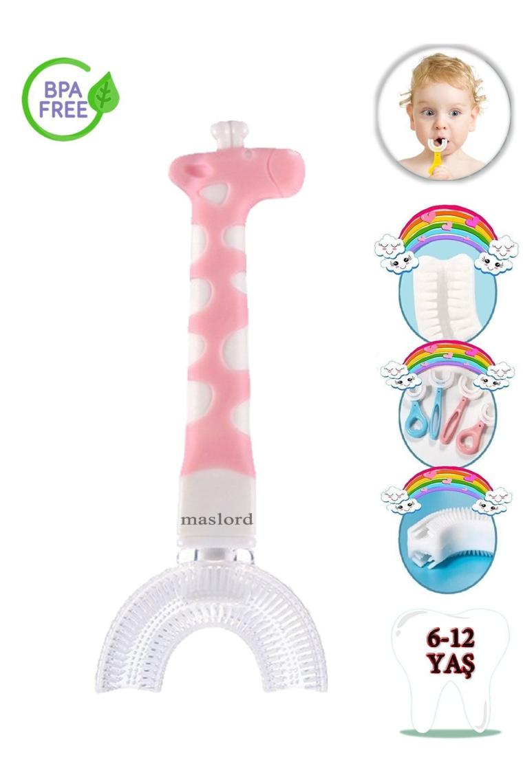 Mas Lord U Tipi Yeni Nesil Diş Fırçası - Pembe - Zürafa Model  6-12 Yaş