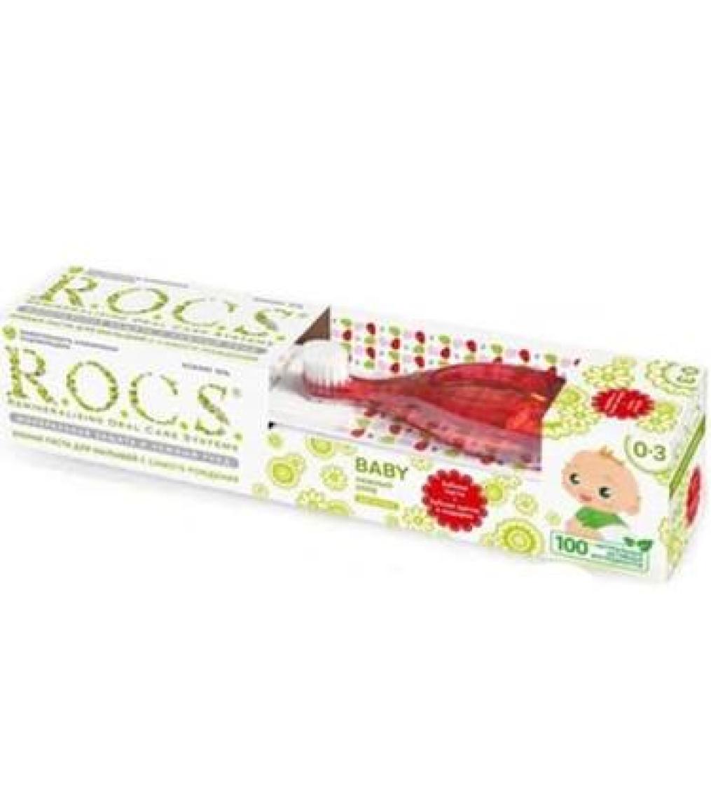 R.O.C.S. Baby Papatya Özlü Diş Macunu ve Diş Fırçası Seti 0-3 Yaş -