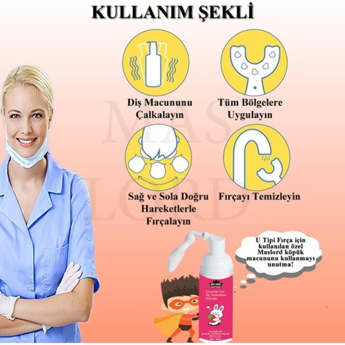 Mas Lord U Tipi Yeni Nesil Diş Fırçası - Kırmızı - Kalp Model 2-6 Yaş