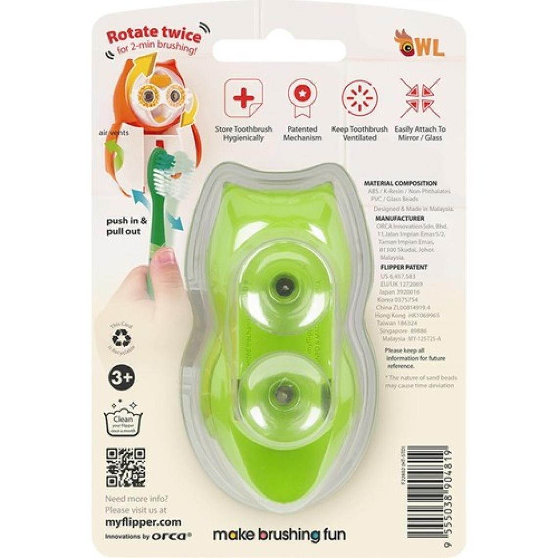 Flipper Diş Fırçası Saklama Kabı Baykuş Figürlü - Yeşil