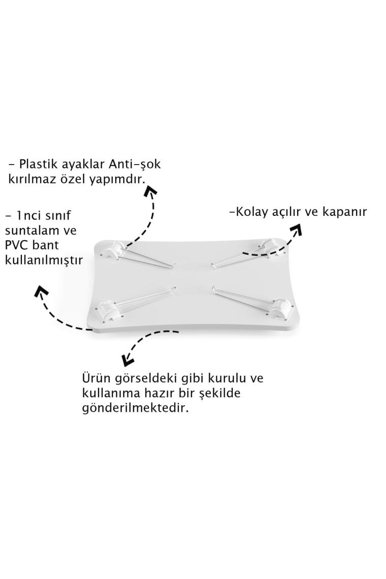 Taşınabilir Katlanır Yatak Koltuk Üstü Hasta Servis Masası Laptop Bilgisayar Çalışma Sehpası - Ceviz