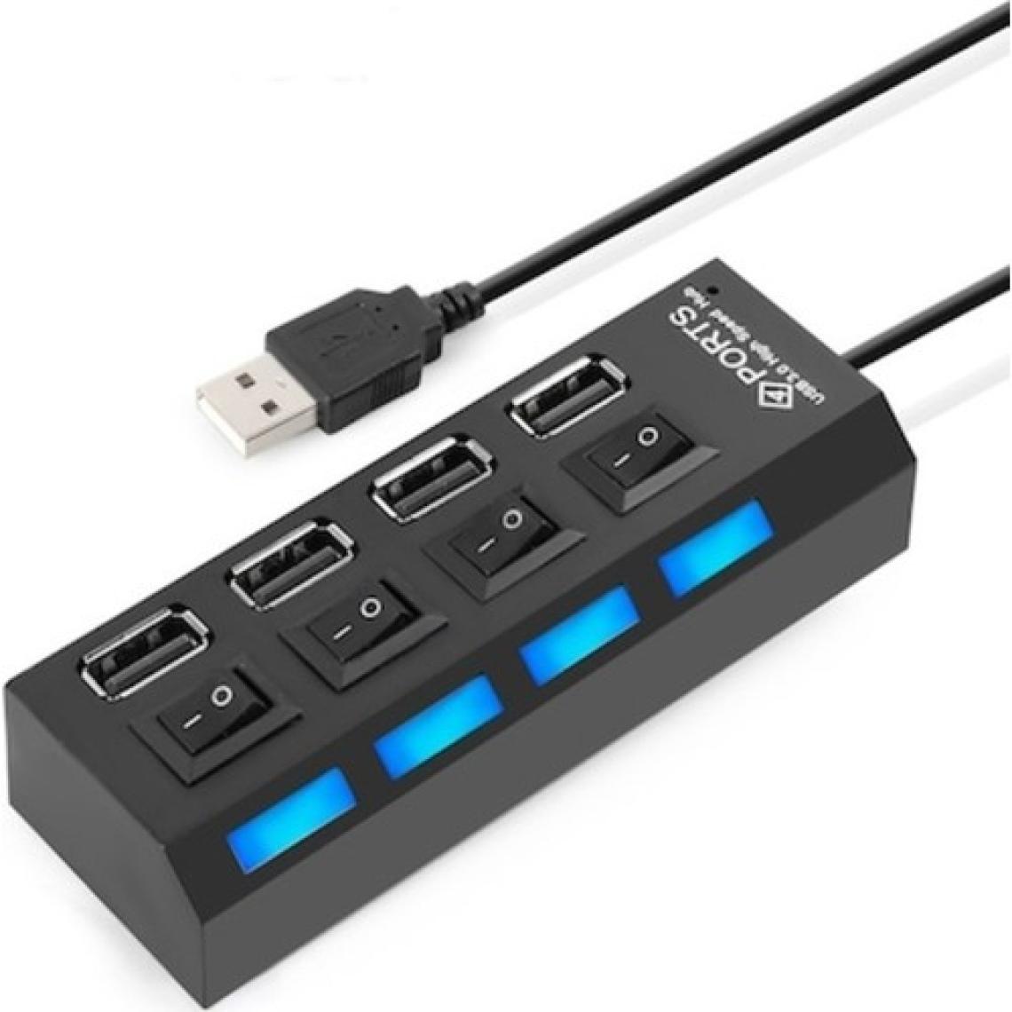 Koodmax 4 Port USB 2.0 Çoklayıcı Çoğaltıcı Hub Anahtarlı Işıklı - Ic Chipli USB Çoklayıcı