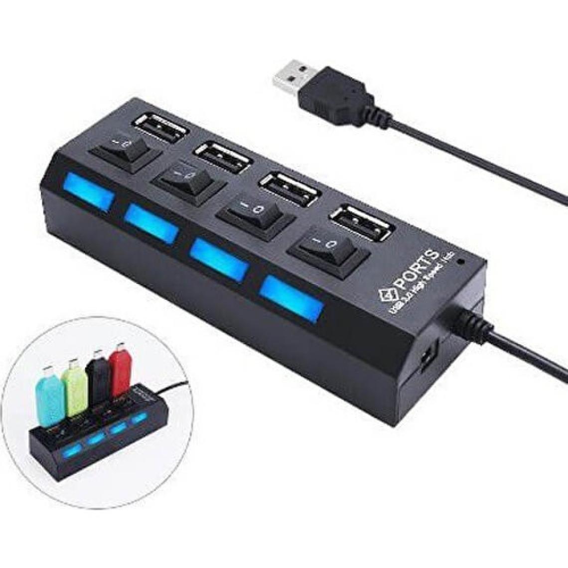 Koodmax 4 Port USB 2.0 Çoklayıcı Çoğaltıcı Hub Anahtarlı Işıklı - Ic Chipli USB Çoklayıcı