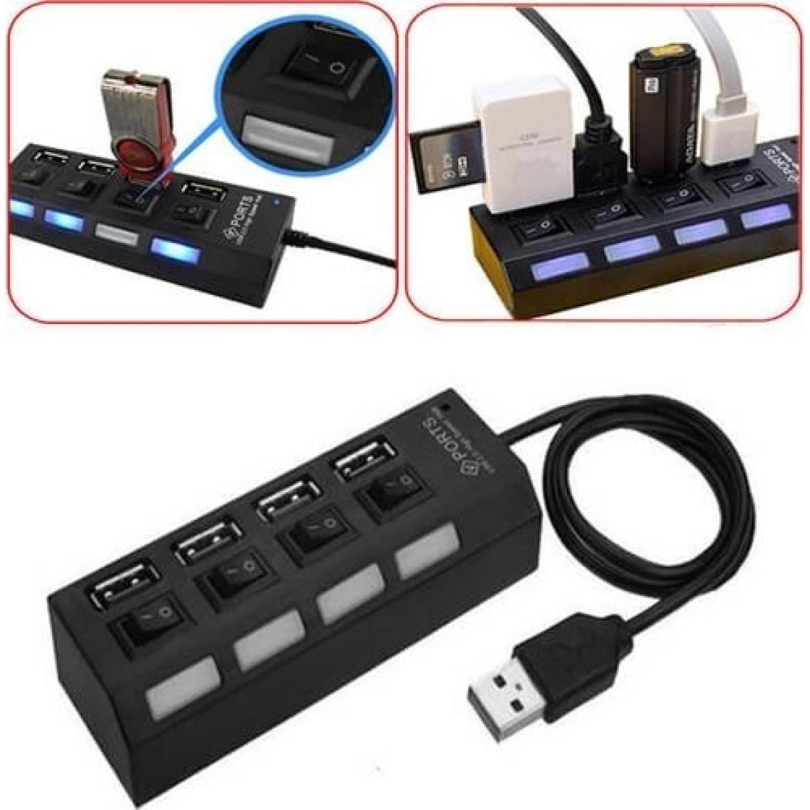 Koodmax 4 Port USB 2.0 Çoklayıcı Çoğaltıcı Hub Anahtarlı Işıklı - Ic Chipli USB Çoklayıcı