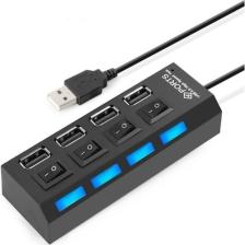 Koodmax 4 Port USB 2.0 Çoklayıcı Çoğaltıcı Hub Anahtarlı Işıklı - Ic Chipli USB Çoklayıcı