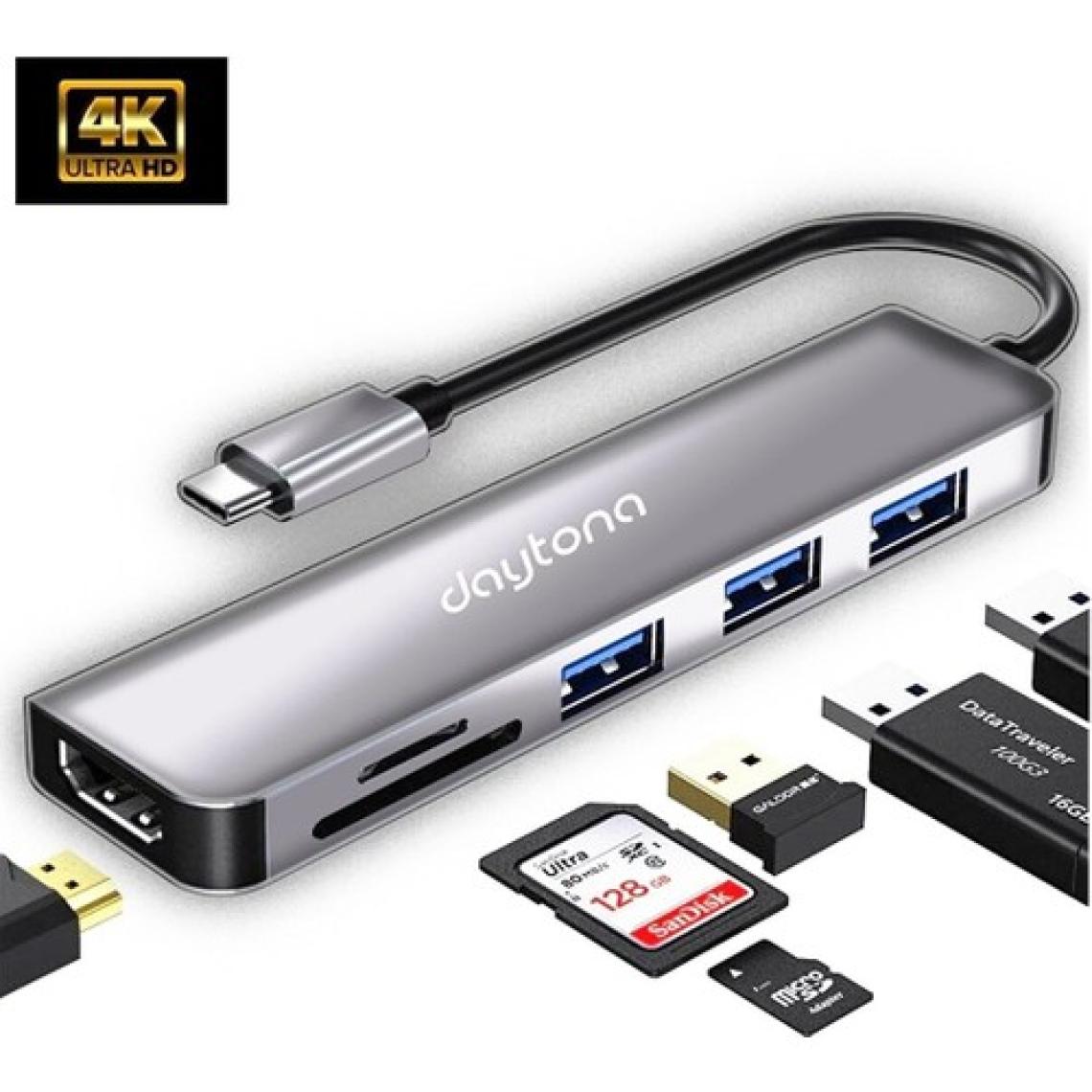Daytona HC-13 Type-C To 3*usb 3.0 4K Ultra Hd HDMI Sd Tf Kart Girişli 6ın1 Çevirici Hub Adaptör